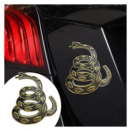 Dont Tread on Me Metal Rattlesnake Car Sticker Decal - Marine Gadsden Flag Auto Emblem Car Badge - 3D Snake Stickers/Decals for Vehicles - Alternative to Bumper Stickers and Decals (Bronze)