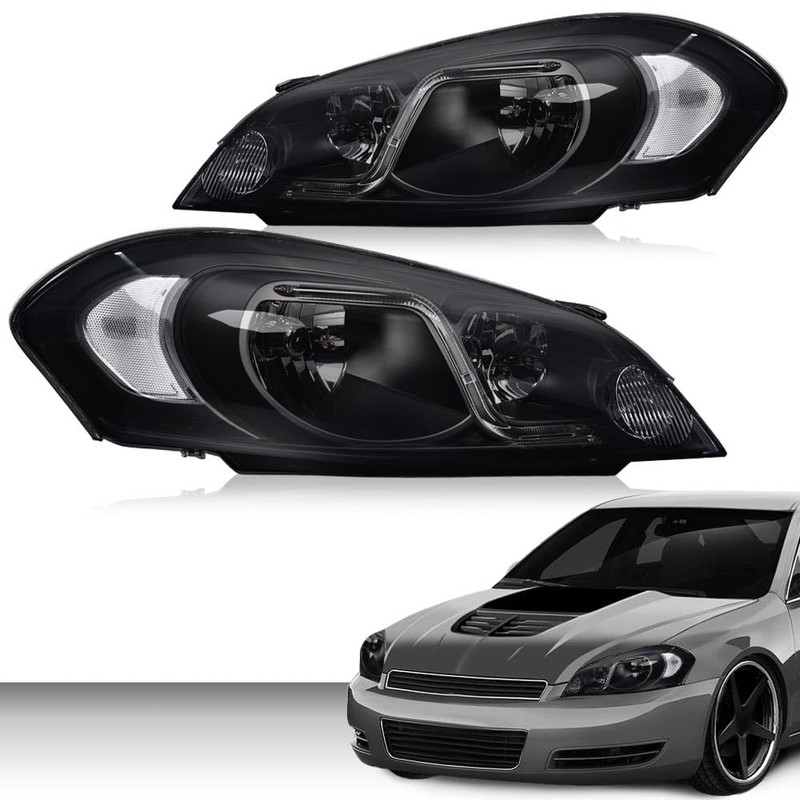 PIT66 LED Headlight Assembly Compatible with Chevy Impala 2006-2013/ Fit