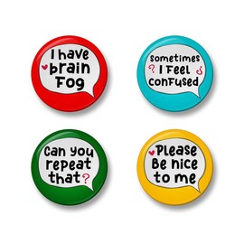 Brain Fog Badge Set, 4Pcs, 32mm or 44mm Pin Badge Button (44mm)