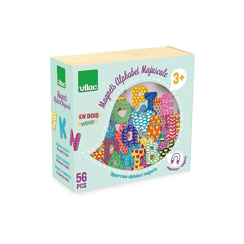 Vilac – 6702 – Großbuchstaben mit Magneten – 56 teilig