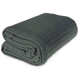 100% Cotton Blanket Twin Size 66x90 - Lightweight Breathable Waffle Weave Thermal Throw for Bed, Sofa & Couch - Soft Cozy, Durable Summer Bedding, All Season Comfort for Home, Travel & Camping