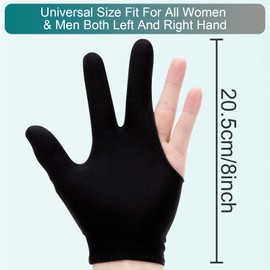 ONLYFU 44PCS Billiard Gloves Three Finger Cue Shooter Pool Gloves Sport Gloves for Women & Men Both Left and Right Hand (Black)