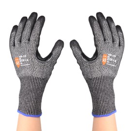 [AovYoo] Work Gloves, Anti-slip for Work, Cut Resistant Level 9, Anti-Cut Gloves, PU Coating, Abrasion Resistant, Tear Resistant, Oil Resistant, Disaster Prevention, Grass Gardening, DIY Cooking (L)