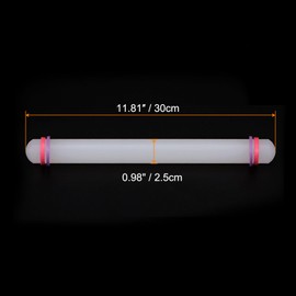 sourcing map Fondant Rolling Pin with Rings PP 30cm x 2.5cm Non Stick for Baking White