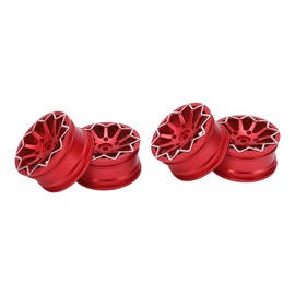 4 PCS RC Vehicle Wheels Rims 1:10 Sports Car Universal Wear Resistant Pressure Resistant CNC Aluminum Alloy Wheel Hub Red