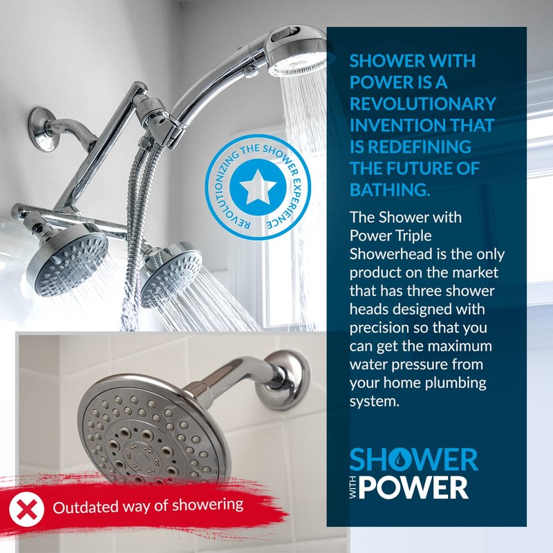 Shower with Power High Pressure Double Shower Heads with Handheld