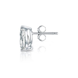 14k White Gold Pear Diamond Simulated Cubic Zirconia SINGLE STUD Earrings V-Prong (3/4ct,Excellent Quality)