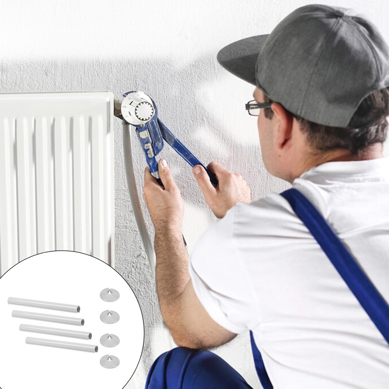 8 Pcs Radiator Pipe Collars, Radiator Pipe Covers White, Pipe