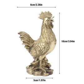Beufee Rooster Statue for Home Decoration Shelf Table Decoration Brass Lucky Rooster Chicken Symbol of Good Luck and Wealth in Geomantic Omen Rooster Good Luck Figurine Table Sculpture