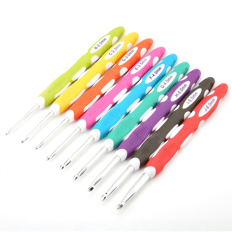 9PCS Crochet Hooks Set Knitting Smooth Needle Tools Ergonomic Plastic