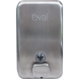 Oval Dispensador de Jabón Líquido de Acero Inoxidable Premium | Rellenable Despachador Jabón líquido ó Gel, Capacidad 1 Lt | Jabonera Rellenable con Sistema Anti Goteo Uso Rudo