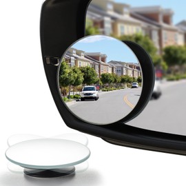 LivTee Blind Spot Mirror, 2" Round HD Glass Frameless Convex Rear View Mirrors Exterior Accessories with Wide Angle Adjustable Stick for Car SUV and Trucks, Pack of 4