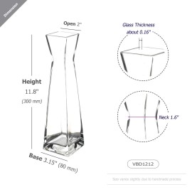 WGVI Clear 12 Inch Tall Bud Vase Durable Glass Perfect for Floral Centerpieces and...