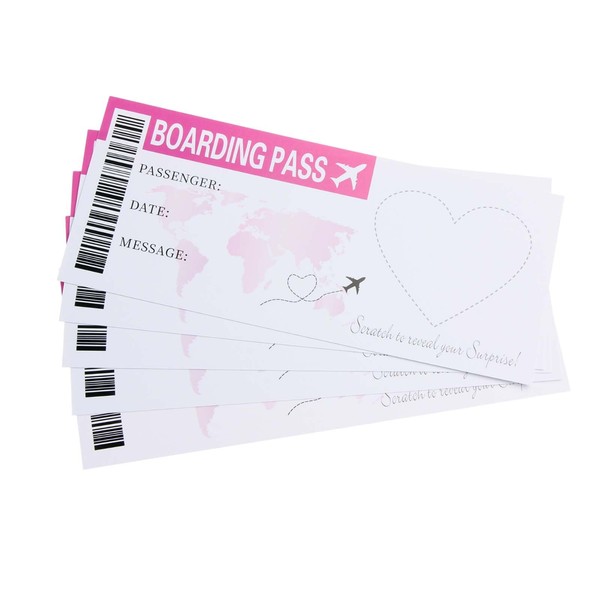 5PCS Boarding Pass Scratch Card with Envelopes, Surprise Pass Scratch