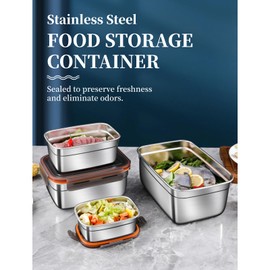 Lunch Box, Stainless Steel Food Storage Containers Leak Proof& Airtight Lids for Kitchen, Stainless Steel Bowl, Meal Prep Lunch Box, Reusable&Stackable (-3118240159211)