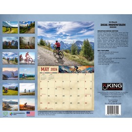 2026 Mountain Biking Wall Calendar 16-Month X-Large Size 14x22, Mountain Bike Calendar by The KING Company-Monster Calendars