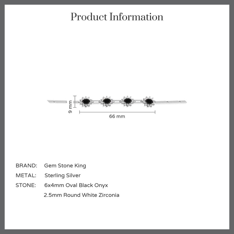 Gem Stone King 925 Sterling Silver Black Onyx Tennis Bracelet