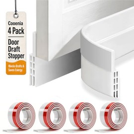 Paquete de 4 topes de puerta para barrido de puerta para parte inferior de la puerta, 2 pulgadas de ancho x 39 pulgadas de largo, color blanco | Bloqu
