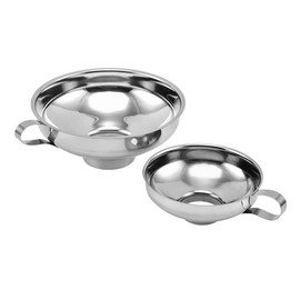 Voarge Stainless Steel Funnel, Kitchen Funnel, Large Opening Gourmet Jam Funnel, Stainless Steel Filling Funnel for Transfer of Liquids and Food (Silver, L + S)