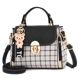 DORRISO Women's Handbag Cute Lightweight Shoulder Bag Small Shoulder Bag Casual Travel Girls Handbag PU Leather Crossbody Bag, black A, Handbags