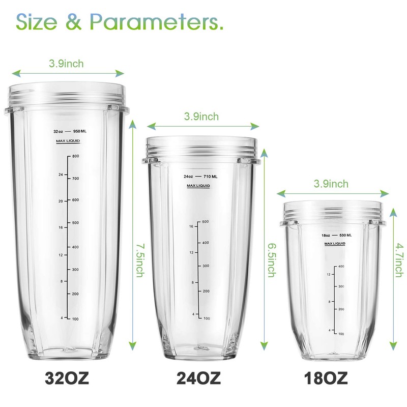 Ninja Blender Cups Replacement 24oz – Compatible with Ninja BN401,