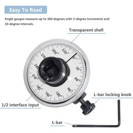 CENWOTL Angular Torque Gauge 1/2" Drive 360 Degree Adjustable Torque Meter Wrench Set