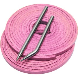 Aeesio Softball Baseball Glove Lace, Mitt Lace Repair Kit Includes 2 Leather Laces and Lacing Needle for Catcher's Glove (Pink)