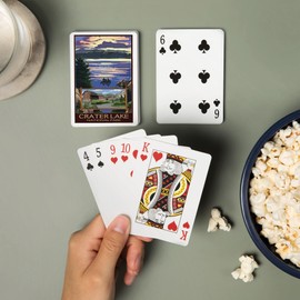 Crater Lake National Park, Oregon, Lake Scene and Lodge (52 Playing Cards, Poker Size Card Deck with Jokers)