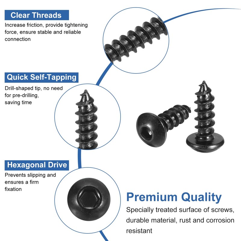 QUARKZMAN M5 x 16mm Carbon Steel Hex Self Drilling Screws