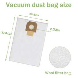 10 Pack VB090F Fleece Filter Dust Bags for Bosc-h 9 Gallon Shop Dust Extractor，Replacement VAC090A VAC090AH VAC090S,Tear-Resistant, High-Efficiency Filtration- White