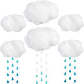 14 Pieces Artificial Cloud Accessories Ceiling Decoration Cloud Decor Paper Raindrop Decor DIY Decorative Hanging Ornament for Home Wall Stage