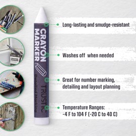 Universal Crayon Wax Marker for Industrial and Craft Detailed Marking on Lumber Metal Carton Ceramics Concrete Glass Plastic Tire 4 x 1/2", Pack of 12 (Multicolor)