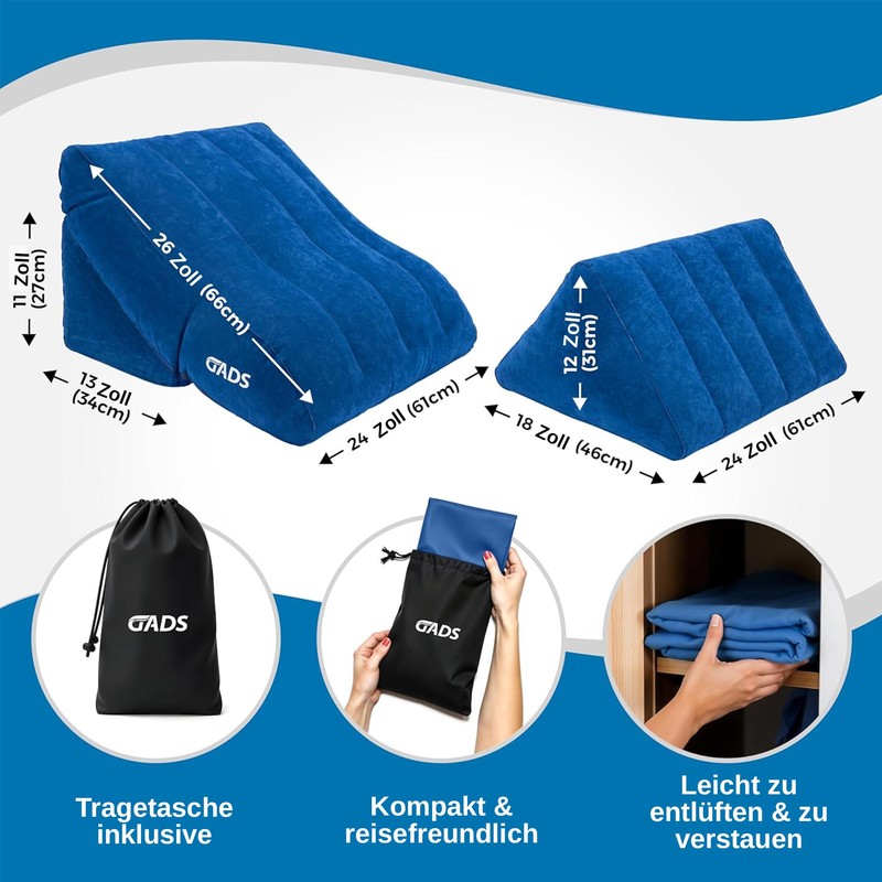 Gads Inflatable Wedge Pillow Set - Inflatable Bed Wedge for
