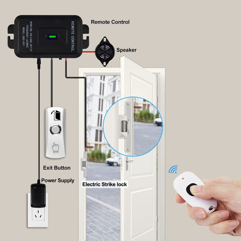 FUSYTULY Full Access Control System Kit Wireless 433MHz Door Opener