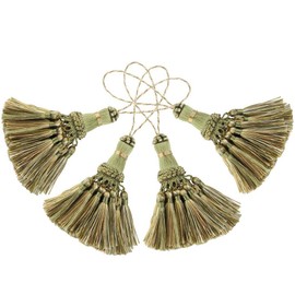 BEL AVENIR Set of 4 Tassel for Craft Elegant Polyester Tassels for Pillow Key Tassel DIY Accessories for Curtain and Home Decor- Green