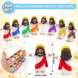 Yelakey 100 Pcs Brown Little Mini Jesus Figures Miniature Jesus Original Design to Hide and Seek Religious Party Favors Baptism Gift for Easter Egg Stuffers Fillers