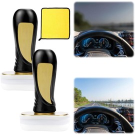 SEILETOO 2PCS Upgrade Glass Cleaning Board with Towel for Car Wash, 2024 New Glass Coating for Windshield, Automotive Oil Film Cleaning Brush, Improves Clarity and Visibility for Windshield