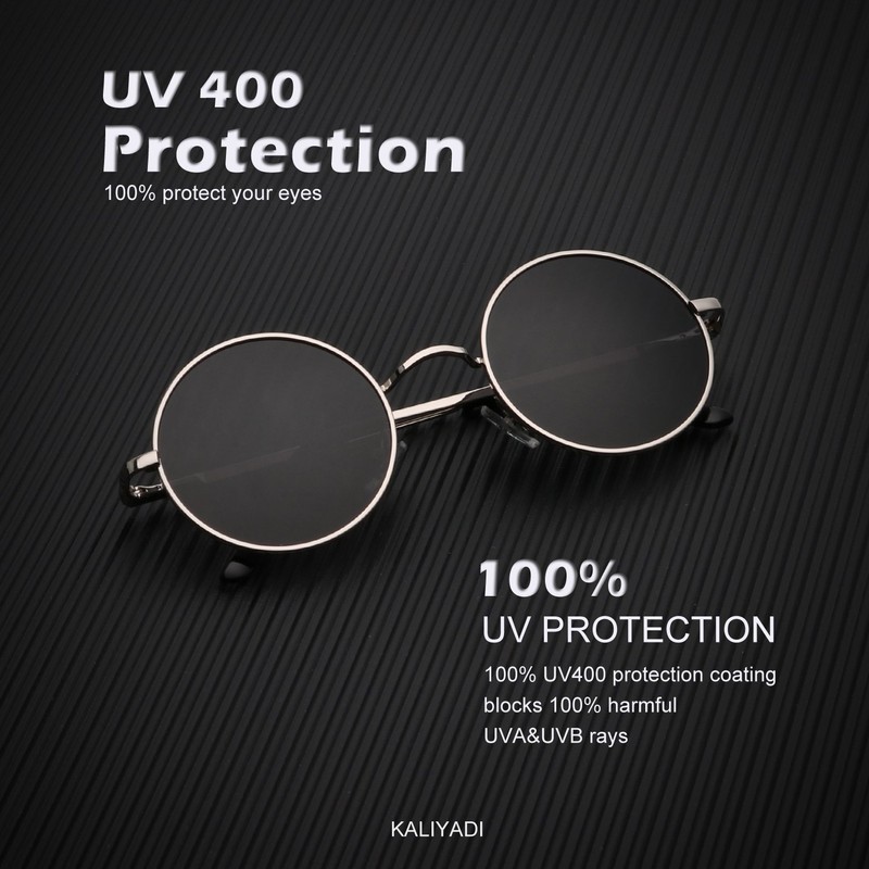 KALIYADI Round Polarized Sunglasses for Men Women Retro Metal Hippie