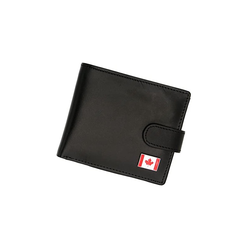 Genuine Black Leather Wallet with a Canadian Canada Maple Leaf