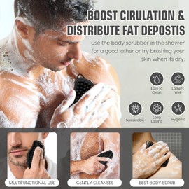 Silicone Loofah - Exfoliating Body Scrubber, Soft Dual-Sided Silicone loofa for Body Clean and Massage, Gentle Bath Brush Lathers Well for All Kinds of Skin