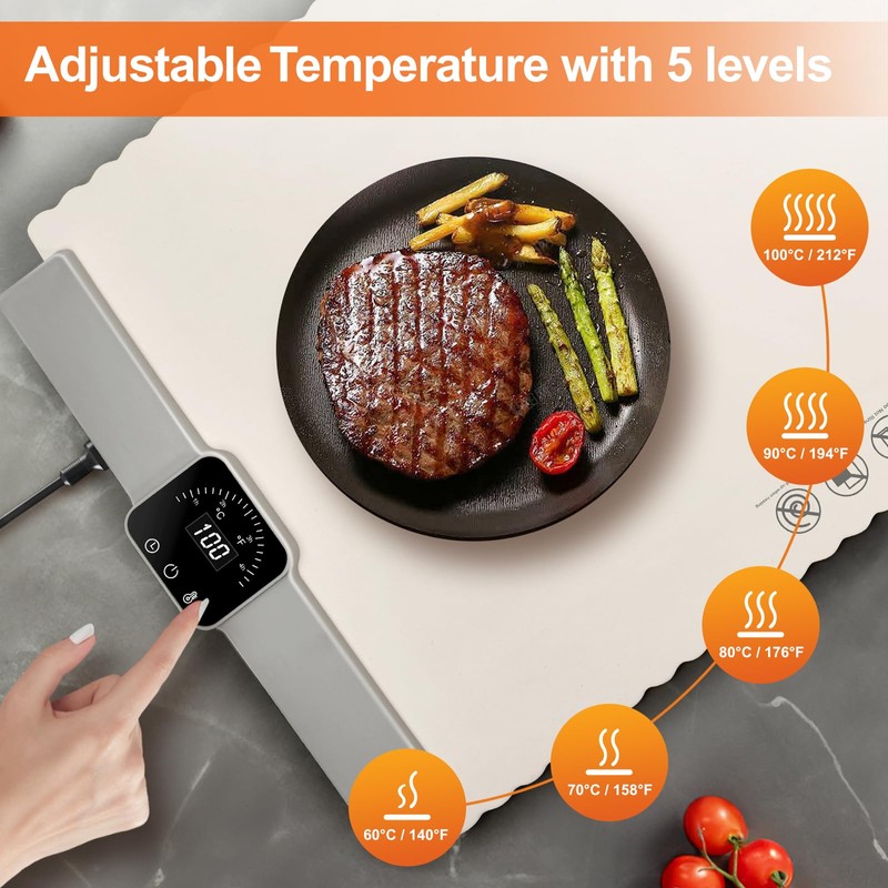 Food Warming Mat - Rollable Food Warmer with Fast &
