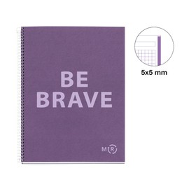 Miquelrius - Be Eco A4 Notebook 80 Sheets 90gsm 5x5mm Grid 1 Colour Strip Hard Cover Amethyst Purple Messages