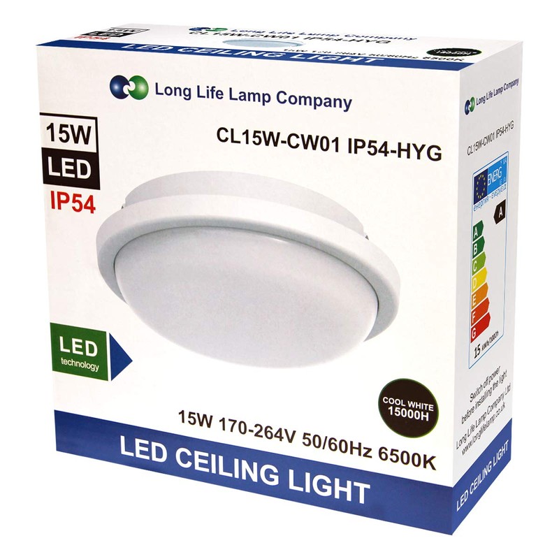15w LED Bulkhead Round Ceiling Light Flush Mounted 6500k Cool