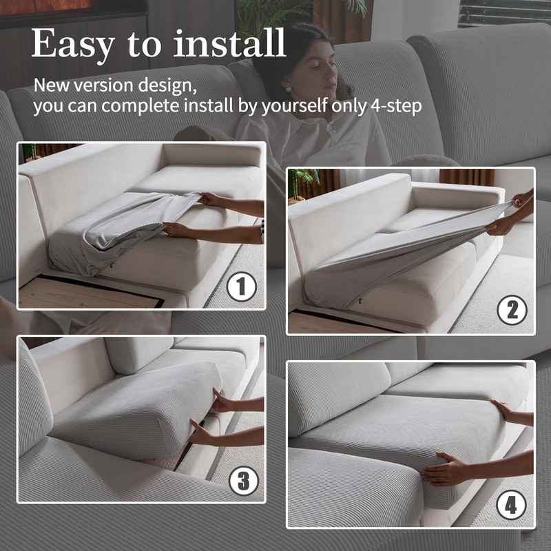 OHSIO OHSIO Sectional Couch Covers, Wear Resistant Stretch Sofa Covers