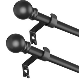 SMODBRODRE Curtain Rods for window 48 to 84-93,2 Pack Black 5/8 inch Splicing, Single Window Curtain Rod Set with Brackets, Decorative Blackout Metal Curtain Rods