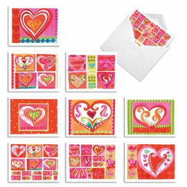 The Best Card Company 10 Assorted Mother's Day Notecards Bulk Box Set 4 x 5.12 Inch with Envelopes (10 Designs, 1 Each) Art Hearts AM6725MDG-B1x10