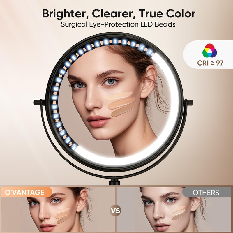 Professional 9" Lighted Makeup Mirror with 1X/10X HD Magnification –