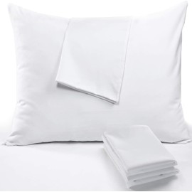 Niagara 4 Pack Queen Pillow Protectors with Zipper, Soft Quiet Cotton Sateen, Effective Dust Protection, Stay in Place Pillow Covers, Ideal for Home, Guests, Rentals (20x30 Inches)