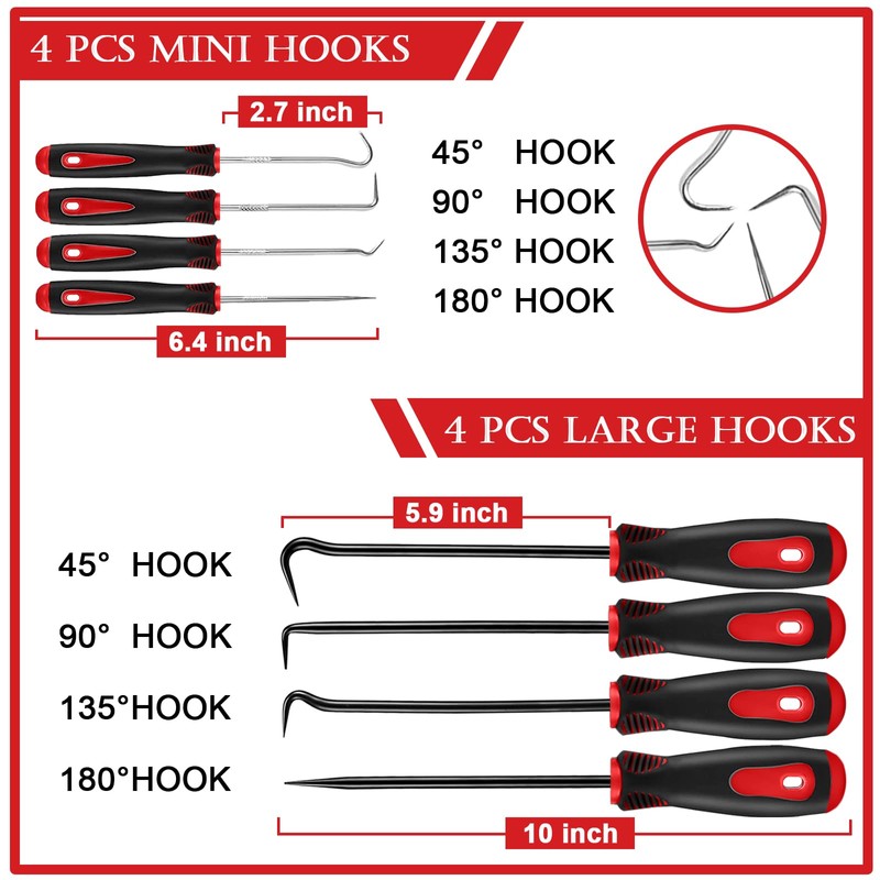 KEZE 15 Pcs Carbon Steel Precision Pick & Hook Set