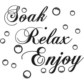 Black Bathroom Wall Decals Soak Relax Enjoy Stickers,Wall Art Decal Quotes Stickers,Beautiful Art Words Decor for Home Bedroom Living Room Wall Stickers for Murals Room Decor (17.7x11.4 inch)